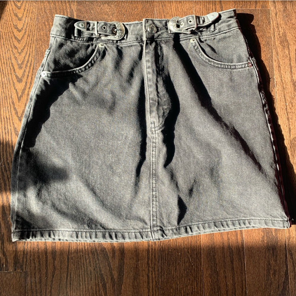 Black jean denim skirt